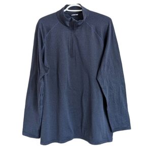 LANDS' END Quarter zip fleece Navy blue pull shirt XL @W